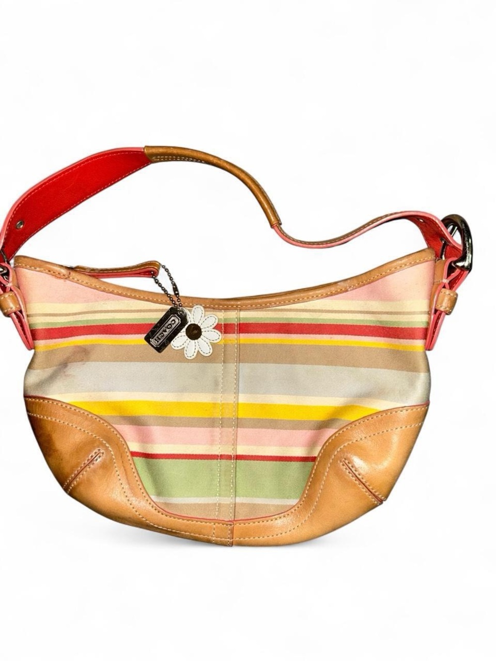vintage 2004 coach pastel multi stripe demi hobo bag 🌈🌼